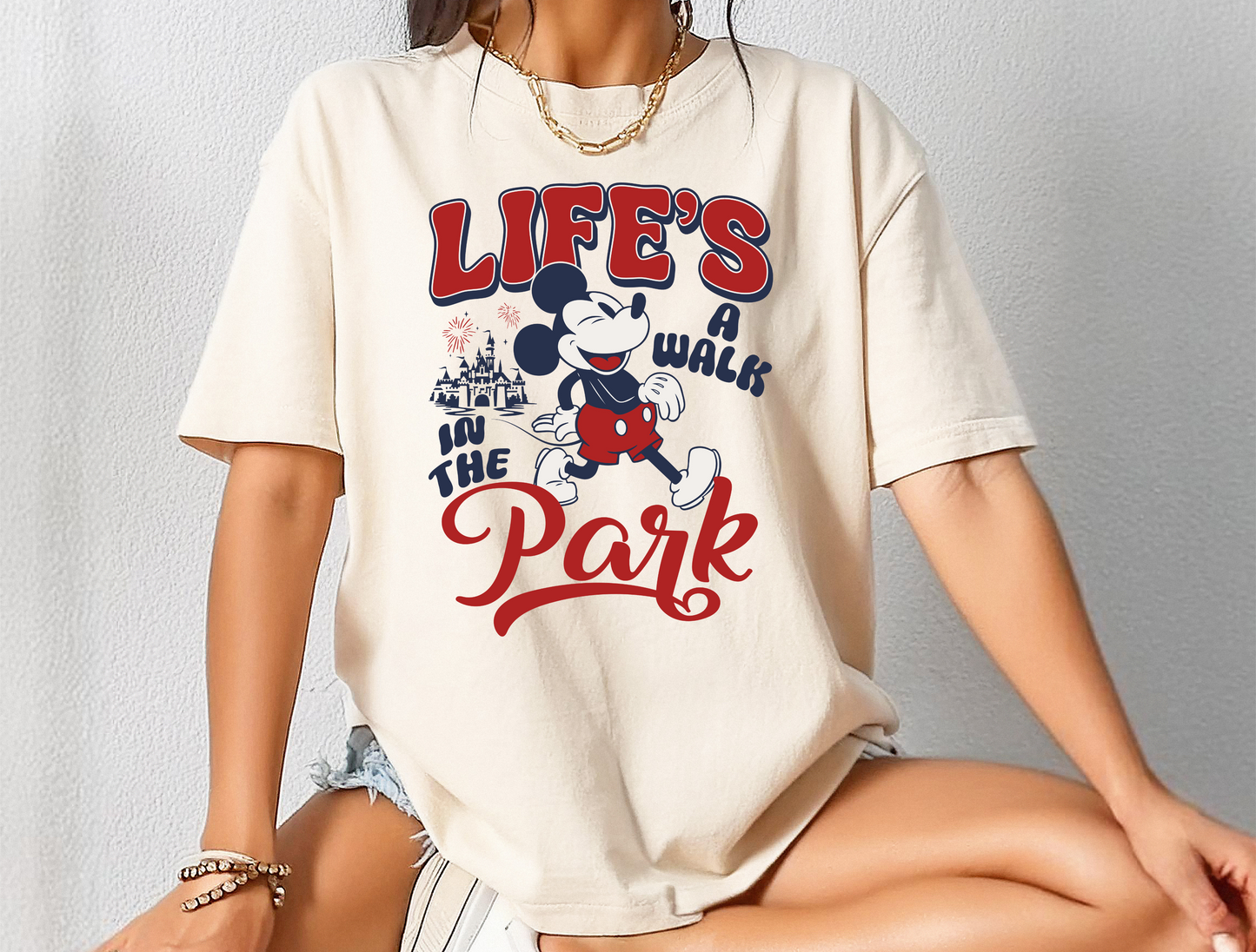 Magical Mouse Park Walk DTF Ready to Press Transfer