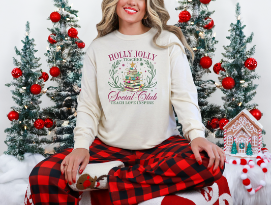 Holly Jolly Teacher DTF Ready to Press Transfer