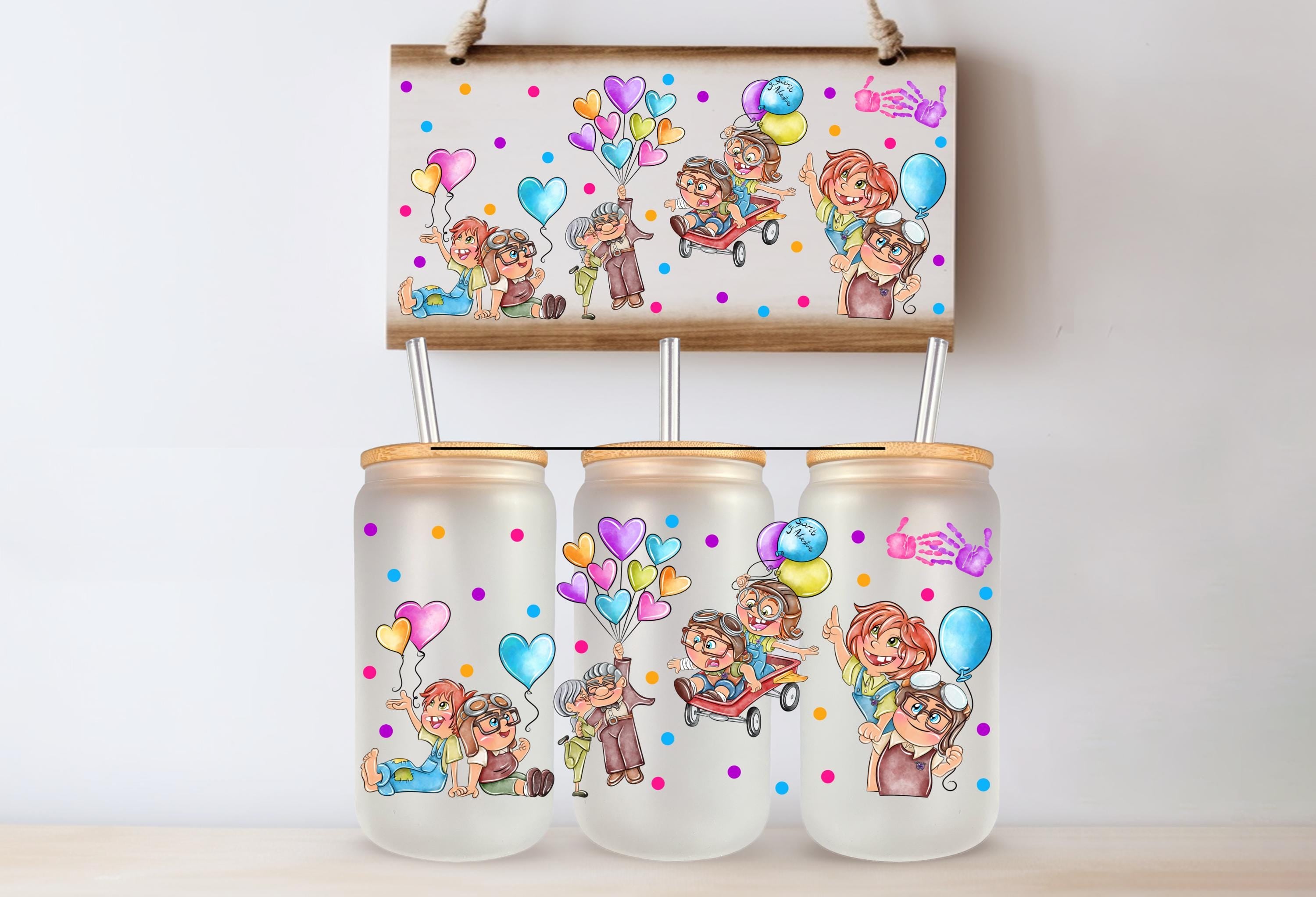 Carl Ellie Inspired UV DTF Cup Wrap Same Day Print Tumbler Wrap