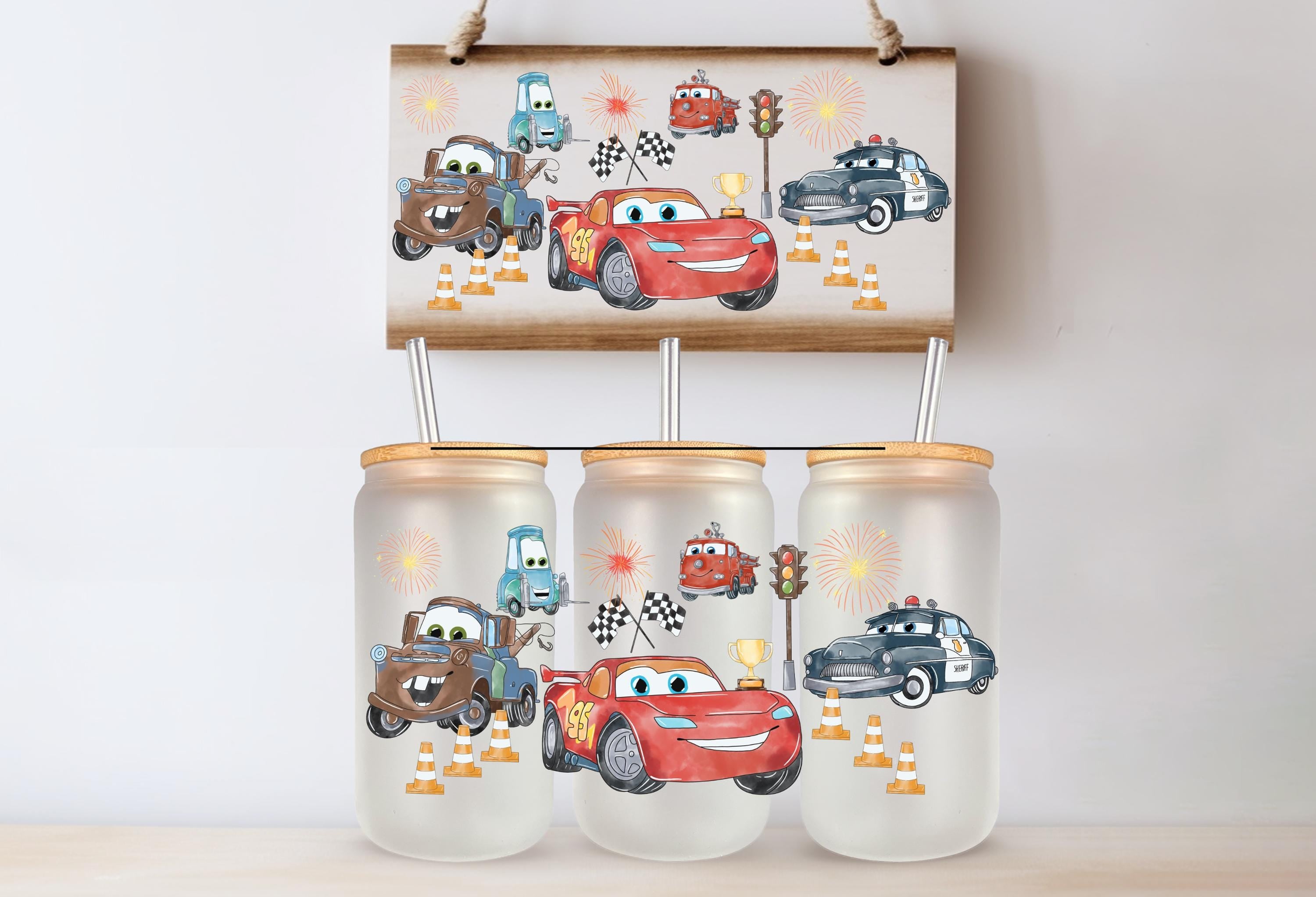 Cars Lightening Mater UV DTF Cup Wrap Same Day Print Tumbler Wrap