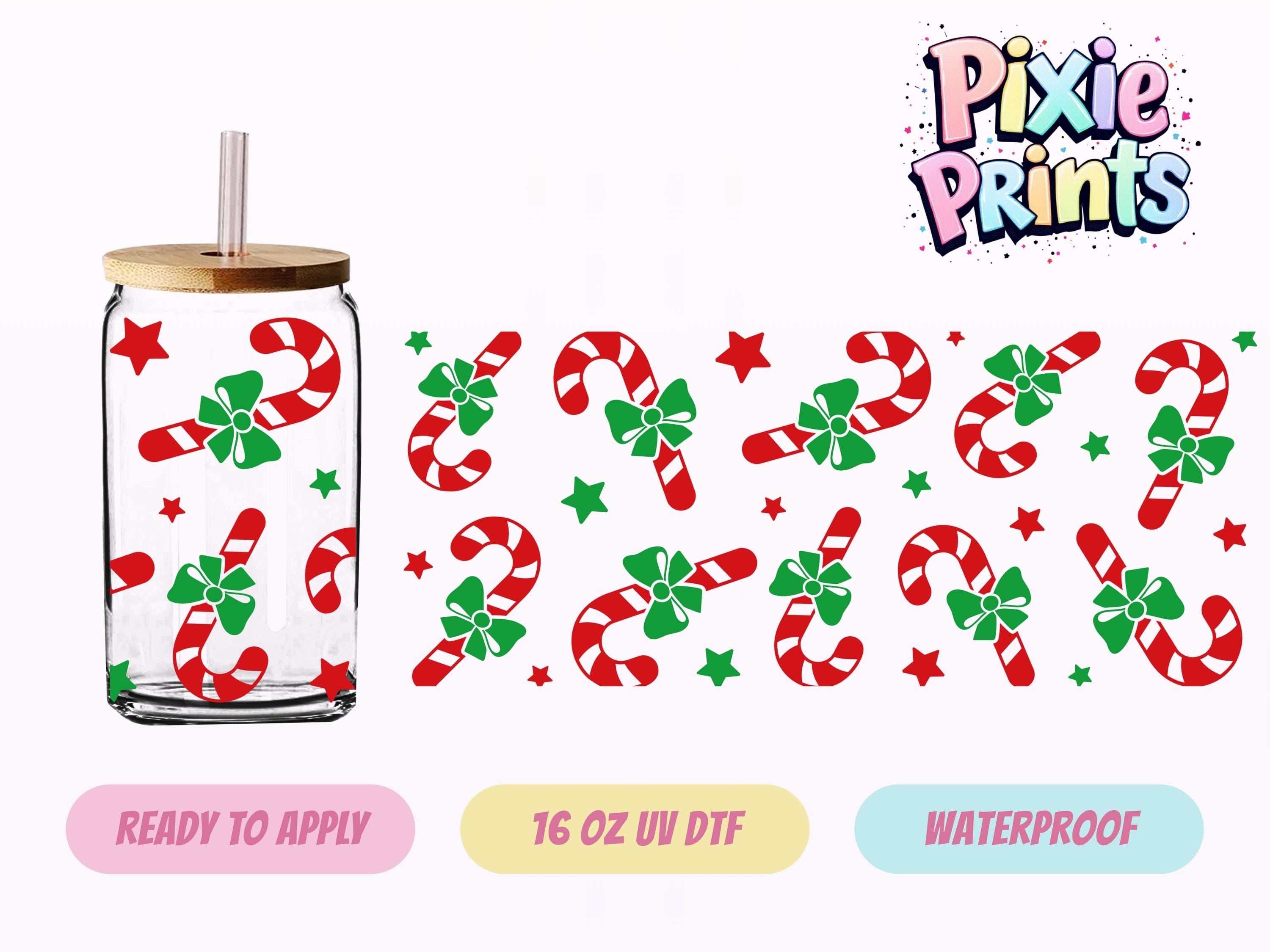 Christmas UV DTF Tumbler Wrap Candy Can Cup Sticker