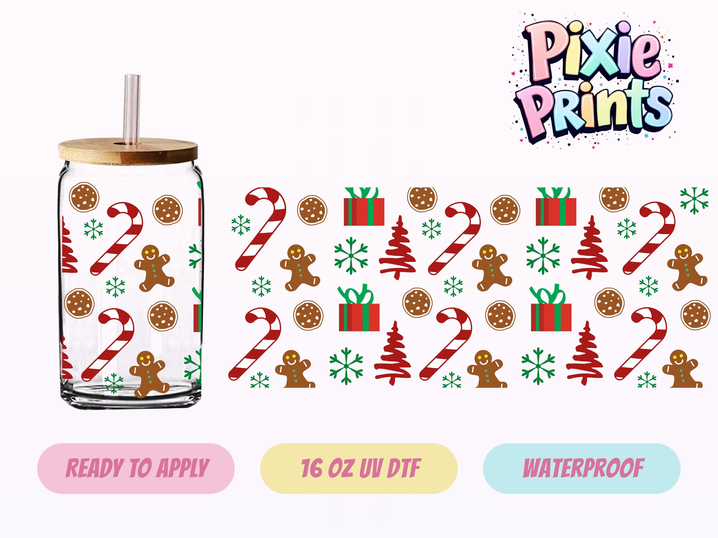 Christmas Gingerbread UV DTF Tumbler Wrap Same Day Cup Sticker