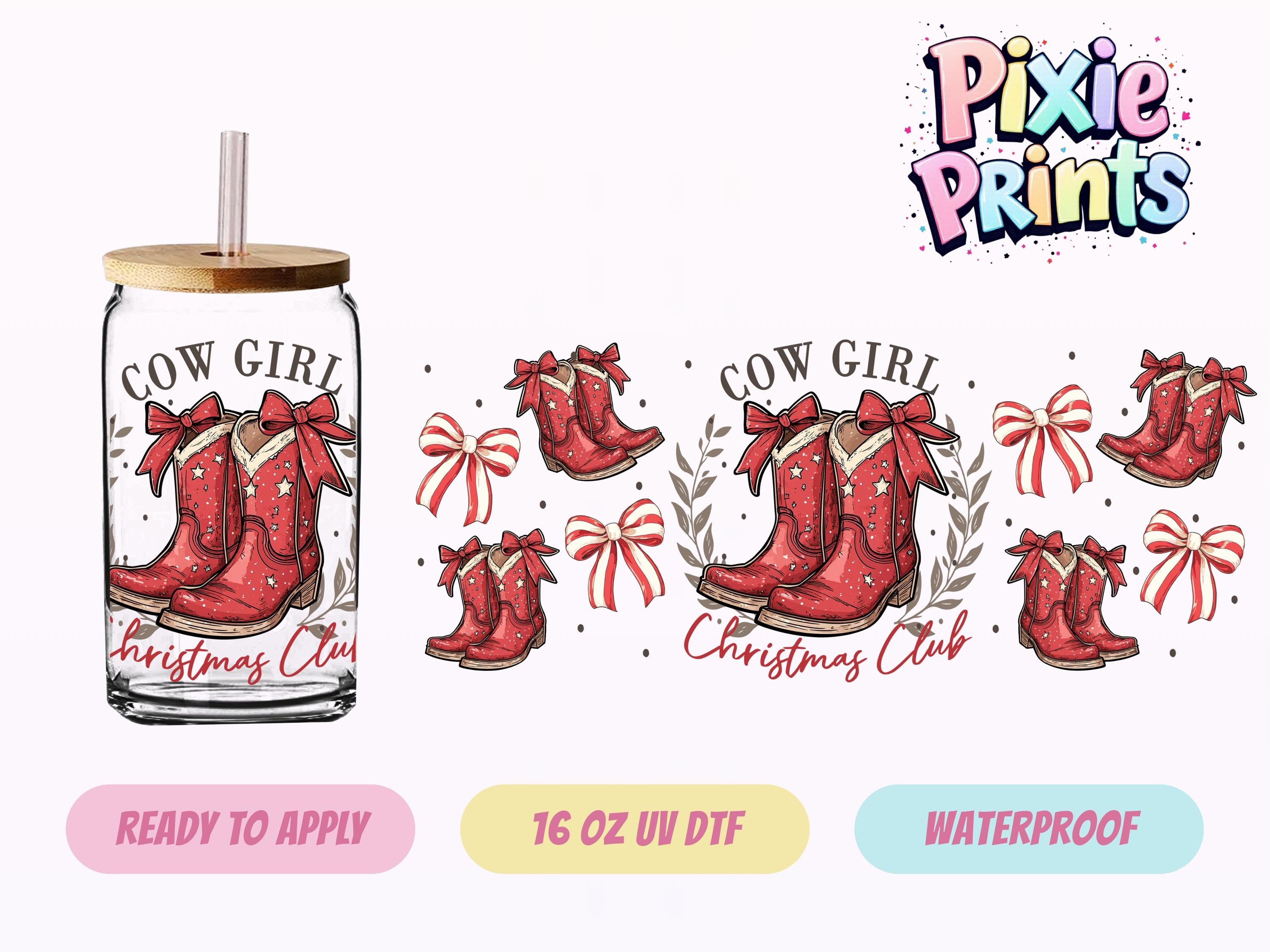 Christmas Cowgirl UV DTF Tumbler Wrap Same Day Cup Sticker