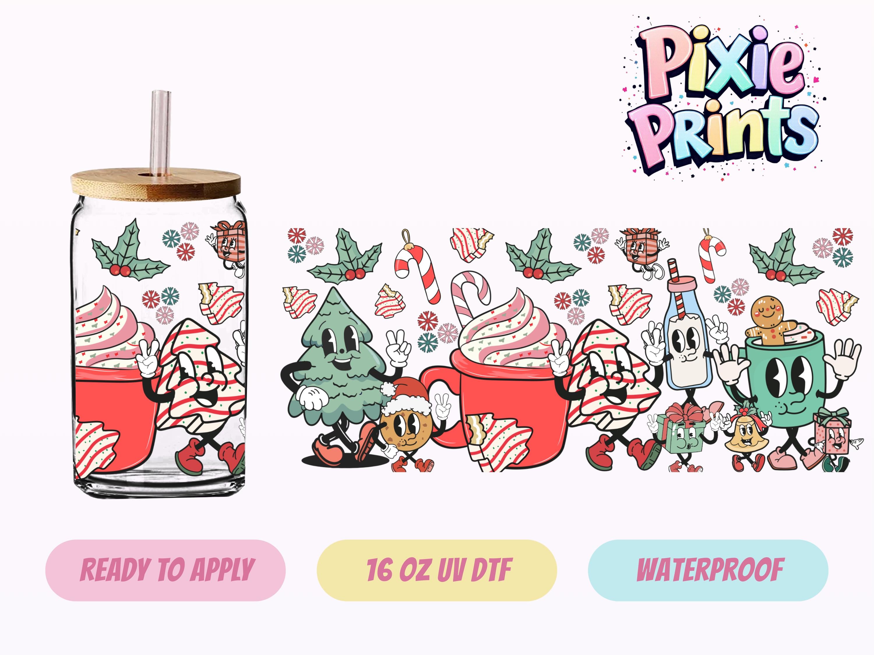 Christmas Snack Cake UV DTF Tumbler Wrap Same Day Cup Sticker