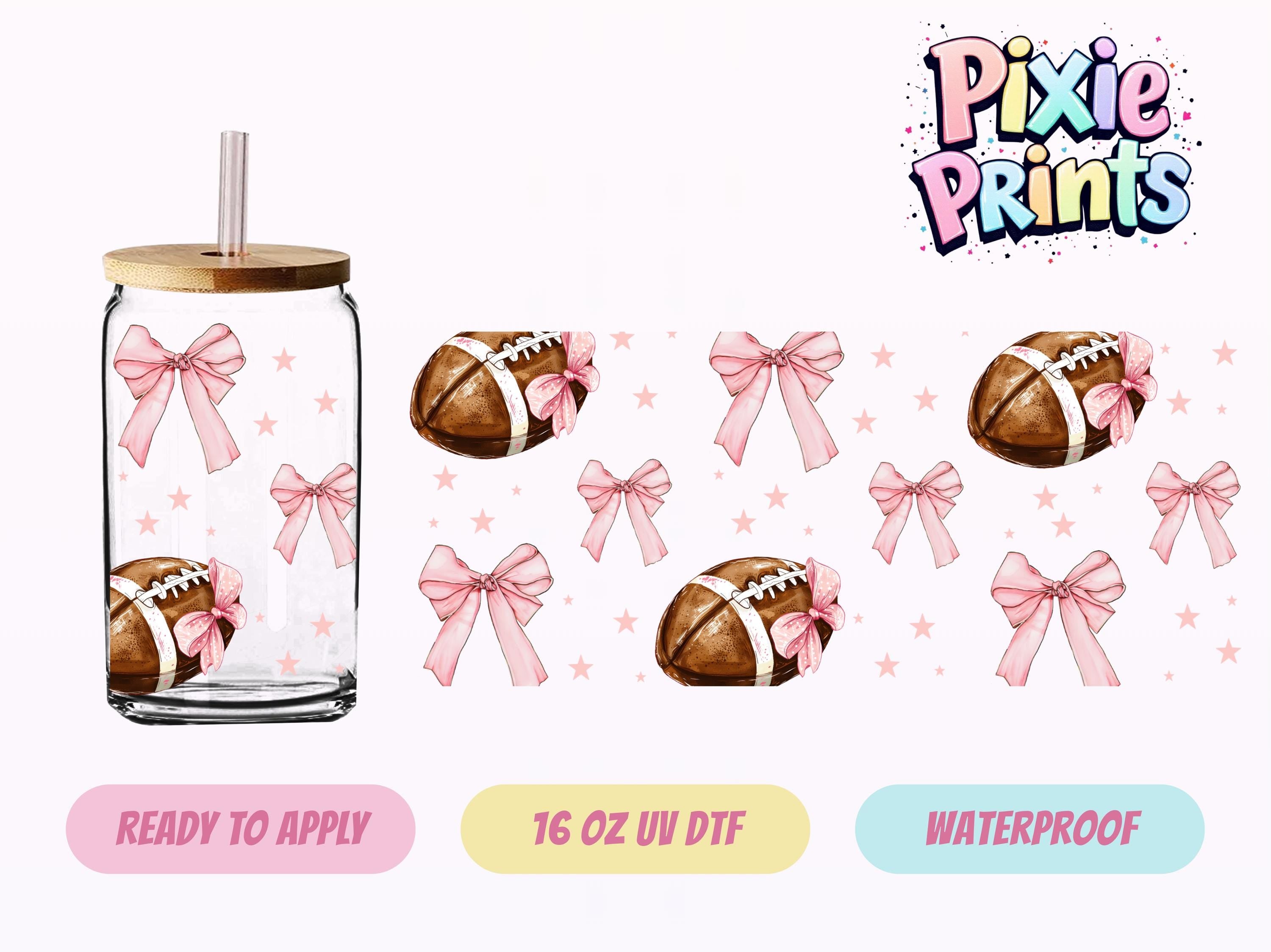 Coquette Football UV DTF Tumbler Wrap Same Day Cup Sticker